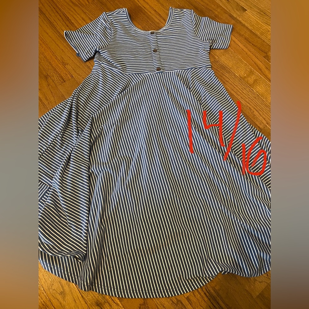 Janeandjo dress.  Blue stripe EUC 14/16